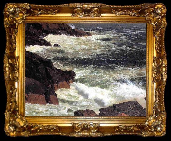 framed  Frederic Edwin Church Rough Surf, Mount Desert Island, ta009-2